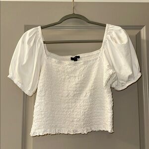 J Crew ruched puff sleeve top